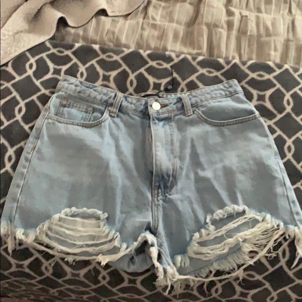 high waisted light color shorts
